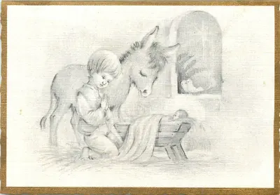 Nativity — Child and Donkey in Front of the Cradle — No. 218