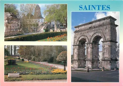 Saintes — Jardim público, ponte e catedral de São Pedro — Arco do Triunfo — Edições Michel MARCOU