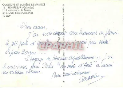Honfleur (Calvados) — O Portinho e o Cais de Sainte-Catherine — Éditions Juvon — Verso