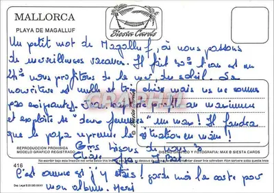 Magalluf — praia e hotéis — Siesta Cards n°416 — Verso