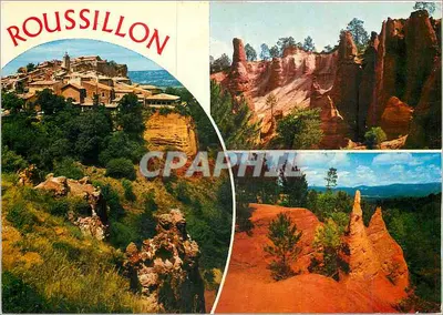 Roussillon (Vaucluse) — Vista geral, Cirque das Aiguilles, Pontas de Sainte Anne — Edição Celliard, Bron (Rhone)