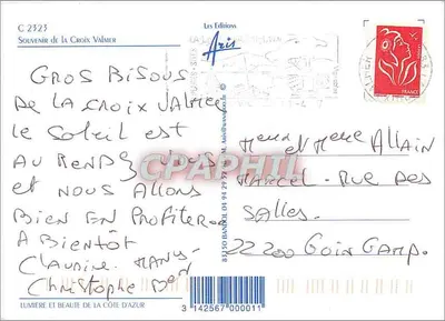 La Croix Valmer — vista aérea, praia, palmeira, piscina — Les Editions Ari — Verso