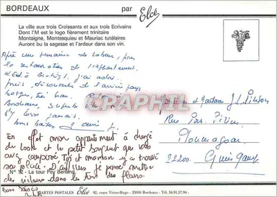 Bordeaux — Wieża Pey Berland — Wydawca Éléé, nr 12 — Rewers