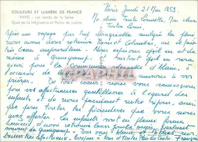 De oevers van de Seine — Quai de la Mégisserie en Paleis van Justitie — Éditions d'Art YVON, Parijs — Achterkant