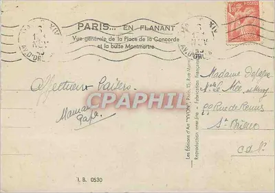 Plaats de Concordie — algemene uitzicht met de butte Montmartre — Les Éditions d'Art 'VYON', Parijs — Achterkant