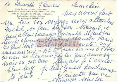Paryż — Wieża Eiffla, Katedra Notre-Dame, Arc de Triomphe, Bazylika Sacré-Cœur — Wydawca Guy, nr 134 — Rewers