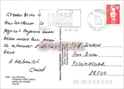 Jezioro Annecy — widok z lotu ptasiego — Wydawnictwo Rossat-Mignod, nr 1404 — Rewers