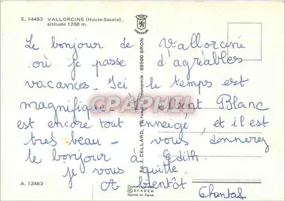 Vallorcine — widok panoramiczny i krajobraz alpejski — wyd. J. Cellard, nr 14463 — Rewers