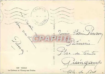 Vizille — Le Château et l'Étang aux Truites — éditeur BEAL-PHOTO (68) — Verso