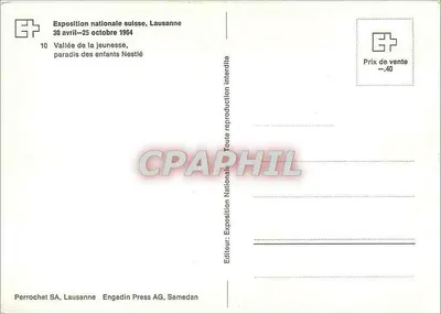 Wąwóz Dzieci Nestlé — Narodowa wystawa szwajcarska, Lausanne — Wydawca: Perrochet SA, Engadin Press AG, Samedan — Rewers
