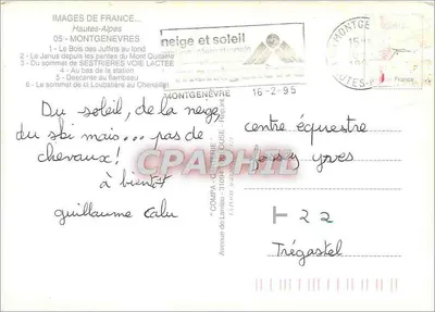 Montgenèvre — stacja narciarska — Images de France, wydawca COMPA - de Lartieu — Rewers