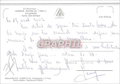Ausssois — Acolhedor vilarejo de Maurienne — Éditions Revalp — Verso