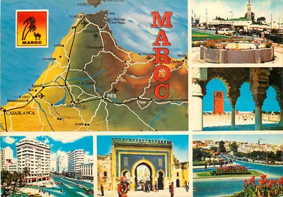 Marrocos — Carte postal turística com mapa e fotos de locais — Éditions Couleurs Naturelles, n° M 511