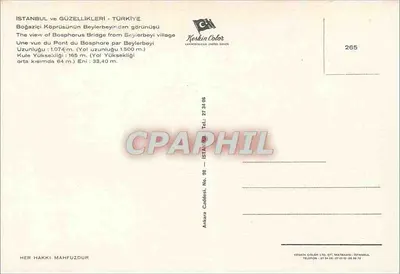 Most Bosphoru — widok z Beylerbeyi — Keskın Color, nr 265 — Rewers
