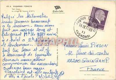 Kuşadası — vista panorâmica e praia — editor Neskin Color, n° 423 — Verso