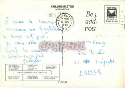 La Pageantry de Londres — Coloumaster International, n° PLC9927 — Reverso