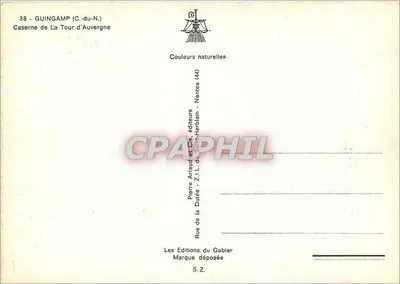 Guingamp (C.-du-N.) — Quartel de La Tour d'Auvergne — Edições Pierre Artaud e Cie, Nantes — Verso