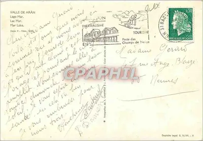 Jezioro Mar - Valle de Arán — Wydawca: X. Camarà, seria II - nr 1990 — Rewers