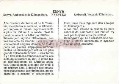 Kenya. Amboseli i KiliMANDJARO — XXXVI-K2 — Éditions S.A. Photo Service — Rewers