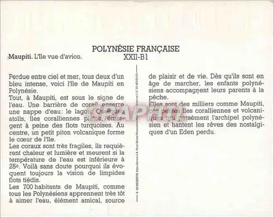 Maupiti — Polynésie française — XXII-B1 — Rewers