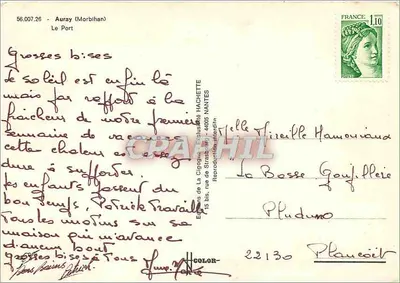 Port Auray (Morbihan) — widok nabrzeża i mostu — Wydawnictwo La Cigogne — Rewers