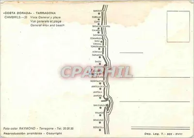 Cambrils - Bahia — ogólny widok i plaża — wydawca RAYMOND, Tarragone — Rewers