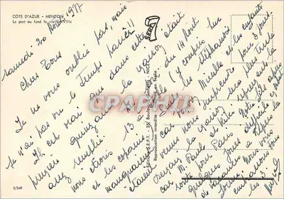 Menton — Port z dala od starego miasta — Wydawnictwo S.E.P.I. - 39, Boulevard Sorelta — Rewers