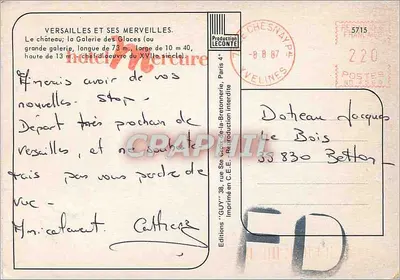 Versailles e suas maravilhas — Galeria dos Espelhos — Edições LECONTE — Verso