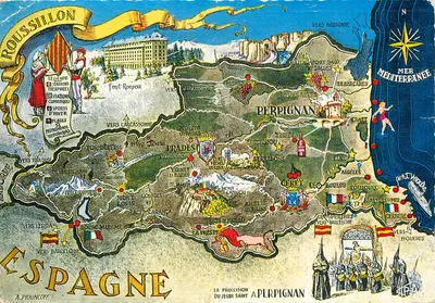 Roussillon — Carte touristique illustrée — A. Pidoucoff