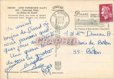 Dinard - Herb Dinard — wydawca LUMICAP, seria 1471 — Rewers