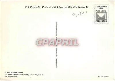Abadia de Glastonbury — Cozinha dos Abades — Pitkin Pictorial Postcards — Verso