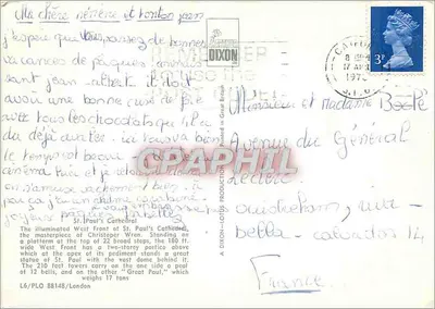 Catedral de São Paulo — Frente Oeste iluminada — Dixon & Co. Ltd. n° L6/PLO 88148 — Verso