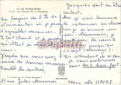 Os Moulins de la Guérinière — Ilha de Noirmoutier — Edições Théolias — Verso