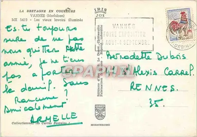 Vannes (Morbihan) — Os velhos lavatórios iluminados — Éditions d'Art Iris Jos — Verso