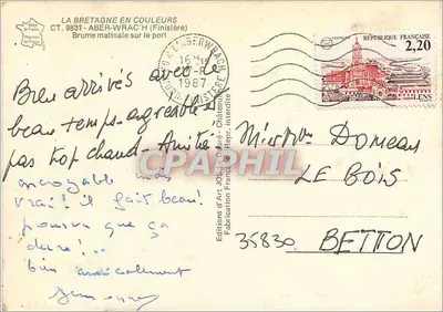 Aberwrac'h (Finistère) — Neblina matinal no porto — La Bretagne en Couleurs, n° 35830 — Verso