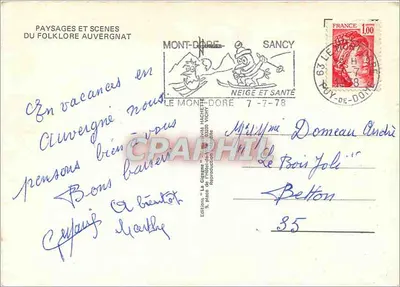 Paisagens na Auvergne — Edições "Le Mont-Dore" n°35 — Verso