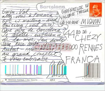Templo da Sagrada Família — A. Gaudí — Triangle Postals — Verso