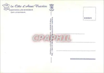 Bormes-les-Mimosas — Canto pitoresco — Éditions Azur Riviera — Verso