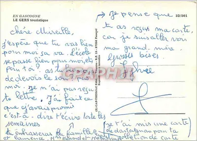 Gers — Carta turística — Éditions Panazol, n° 32/501 — Verso