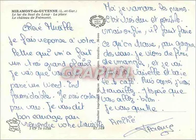 Miramont de Guyenne — Jezioro Saut du Loup i zamek — Drukarnia Mâcon — Rewers