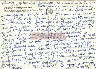 Santuário de Notre-Dame-du-Laus — Hautes-Alpes — Editor: Impressor Macom — Verso