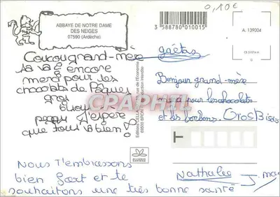 Nossa Senhora das Neves — Ardèche — 07 — altitude 1100 m — Verso