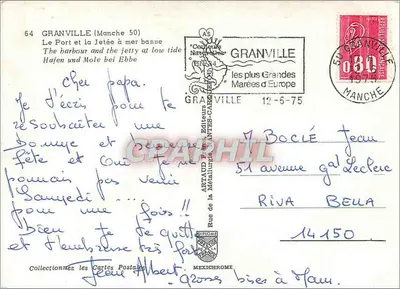 Granville (Manche) — Port i przystań przy niskiej wodzie — Artaud & Cie, wydawcy — Rewers