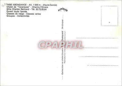 Chalé de Tavaneuse — Charmy-l'Envers (Haute-Savoie) — ALRCOLOR — Verso