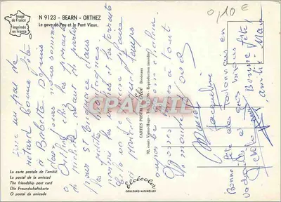 O Gave de Pau e o Ponte Velha — Béarn — Editor Elcé, n° 9123 — Verso