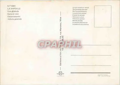 Nice — Visão geral — Edições de Arte ALTARO, N° 5801 — Verso