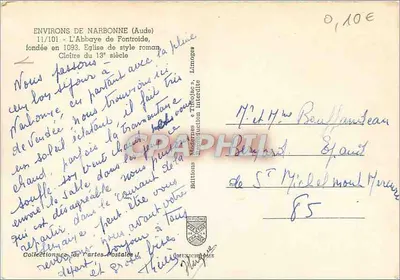 Abbaye de Pontroise — Okolice Narbonne (Aude), założona w 1093. Kościół w stylu romańskim. Klasztor z XIII wieku — Wydawca IRIS — Rewers