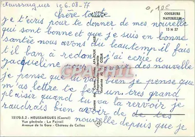 Neussargues e seus arredores — vista geral — Sociedade das Cartas Postais de Albioux — Verso
