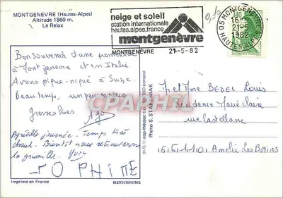Montgenèvre (Hautes-Alpes) — Le Relax — éditeur IRIS — Verso