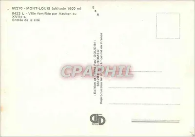 Mont-Louis — Gesteld door Vauban in de 17e eeuw — Uitgave Paul Goudin — Achterkant